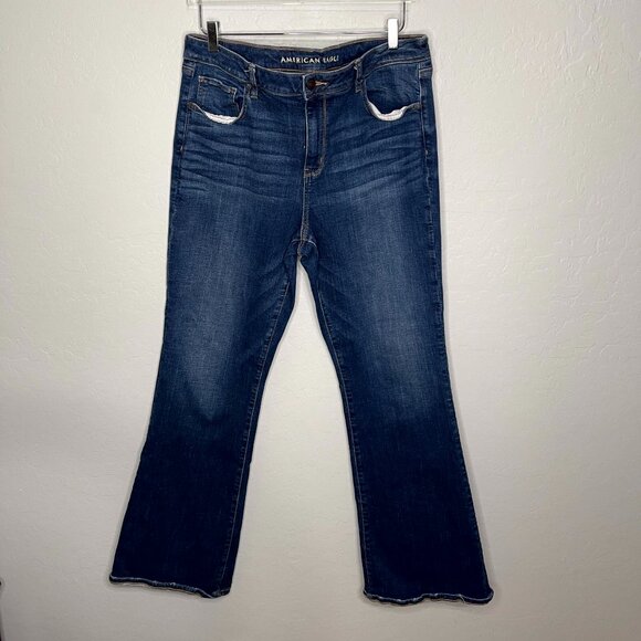 American Eagle Stretch Dark Kickboot Bootcut Jeans Size 18 Long #62 - Picture 1 of 9